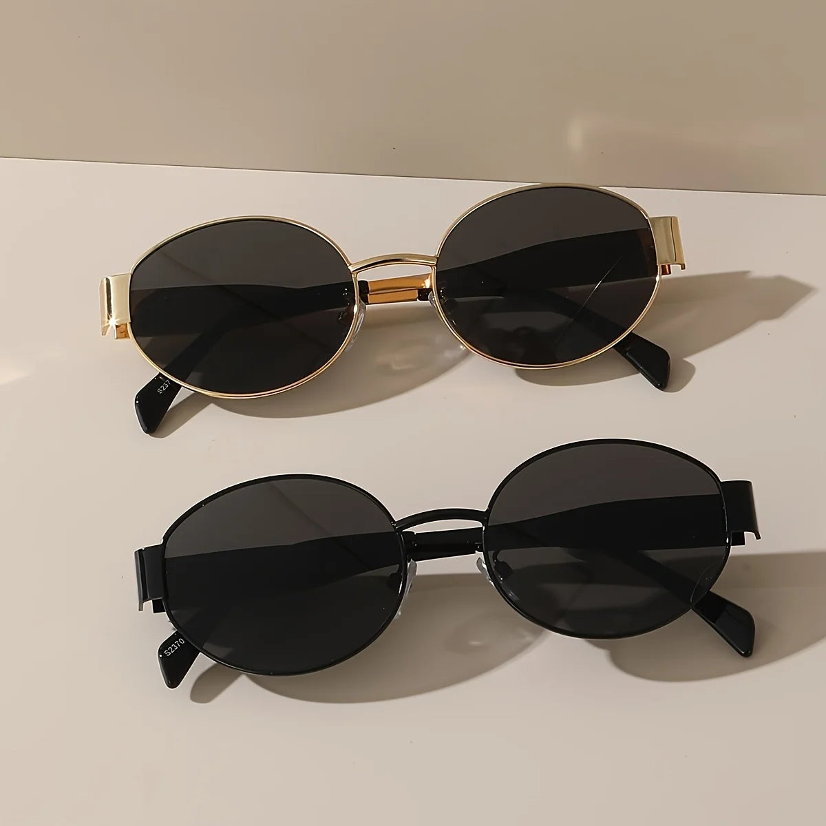 2 pcs a Pack Retro Oval Sunglasses Unisex Trendy Classic Shield Style Fashion Eyewear UV400 Metal Sun Glasses