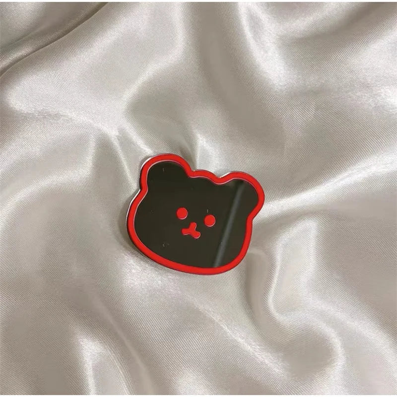 Fashion Love Heart Make Up Mirror Glossy Phone Bracket Tulip Flowers Foldable Phone Holder Cute Bear Universal Stand Holder