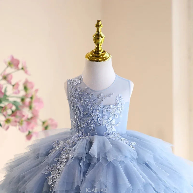 2025 Children Party Dress Piano Recital Outfit Flower Girl Wedding Formal Banquet Gown Birthday Hostess Performance Princess