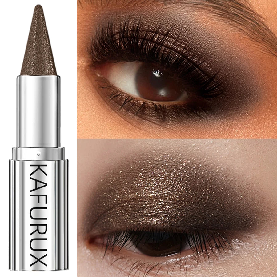 1pc Waterproof Brown Eyeshadow Sticks Long Lasting High Pigmented Shimmer Glitter Natural Eye Shadow Pencil Crayon Makeup Gifts