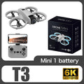 NEW T3 Mini 8K Drone Dual Camera WiFi FPV Obstacle Avoidance Brushless Optical Flow Profession Quadcopter Toy Gift for Beginners