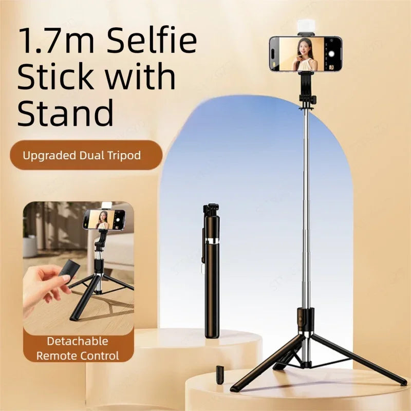 Selfie Stick 1700mm Ultra Long Stretch Portable Phone Holder Bluetooth Remote With Fill light Tripod Stand For Live Broadcas