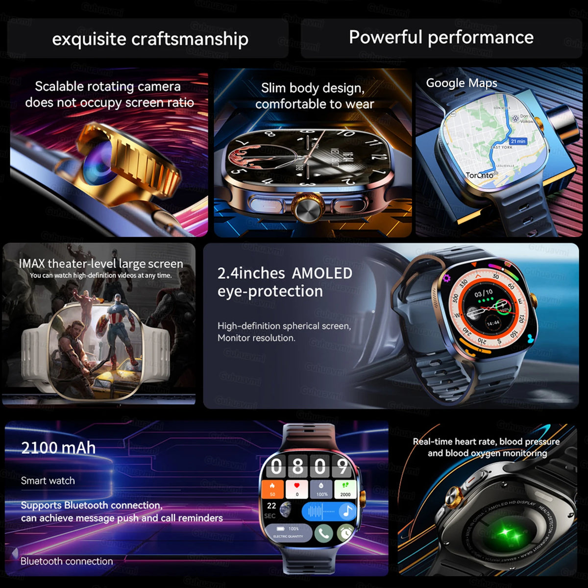 5G/4G Full Network Android Smart Watch With 2.4" AMOLED Display Independent Calling Camera GPS Wifi Bluetooth Sports Phone Watch