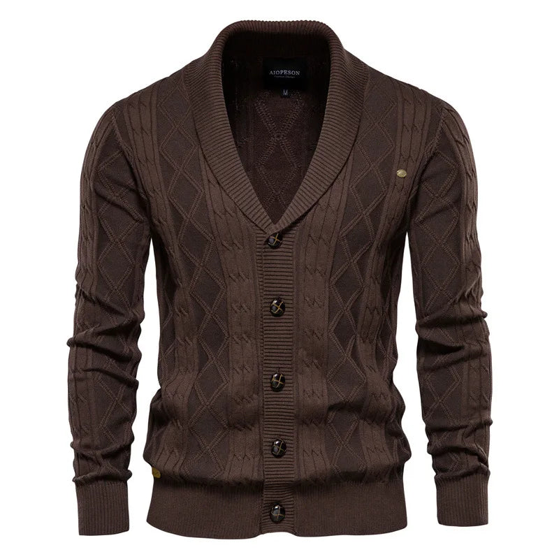 Cotton Casual Knitted Cardigan Men's V-neck Single Breasted Solid Color Business Social Sweater Coats Autumn Winter Men Clothing