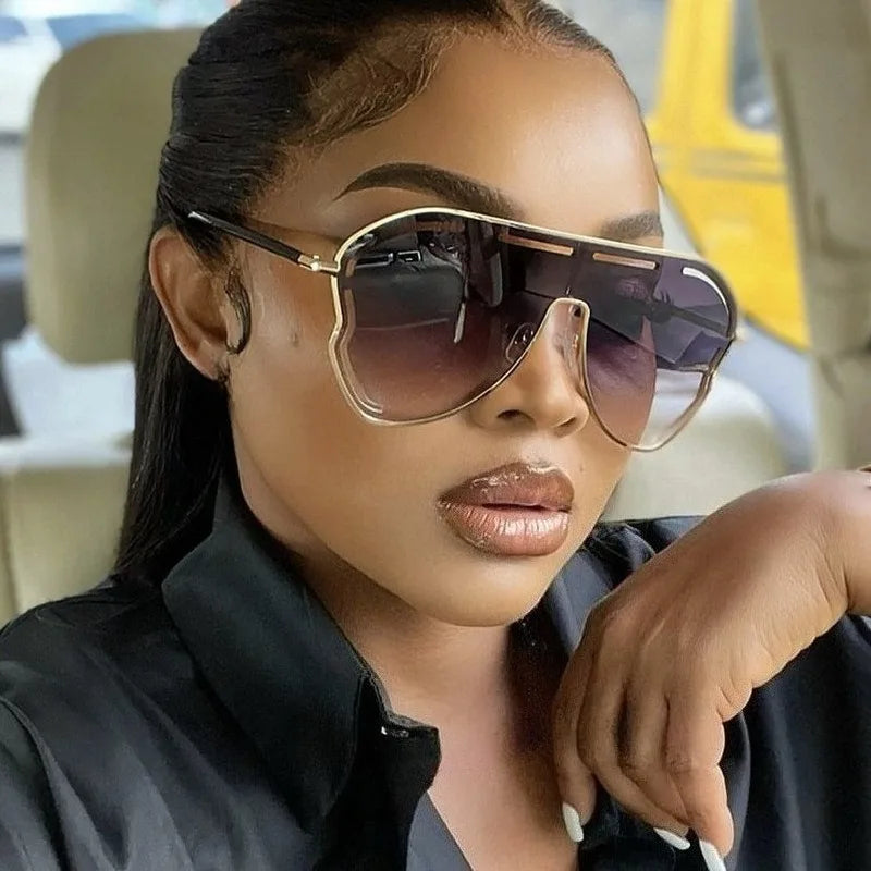 Unique Hollow Out Oversized Sunglasses Women Big Frame Luxury Brand Sun Glasses For Ladies Shield Thin Face Glasses Driving