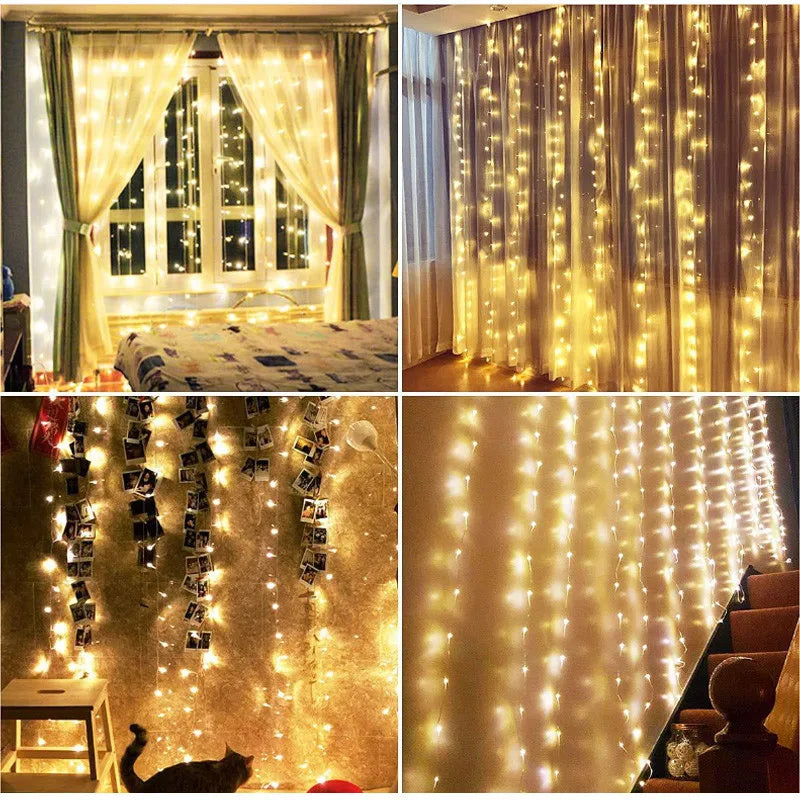 3M/6M New Year Curtain Garland Led String Lights 8 Modes Holiday Lamp Wedding Christmas Fairy Lights for Bedroom Home Decor