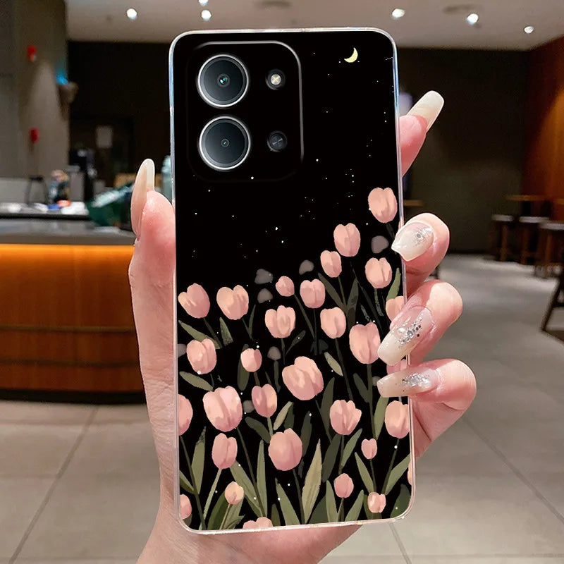 Jelly Case For Redmi 15C 4G 5G Flower Butterfly Phone Funda For Xiaomi Poco C85 4G Soft Silicone Cases Transparent TPU Cover