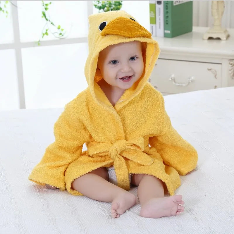 Cotton Baby Robe Bath Towel Cartoon Hoodies Infant Girls Boys Sleepwear Bath Blanket Kids Soft Bathrobe Pajamas Kids Clothing