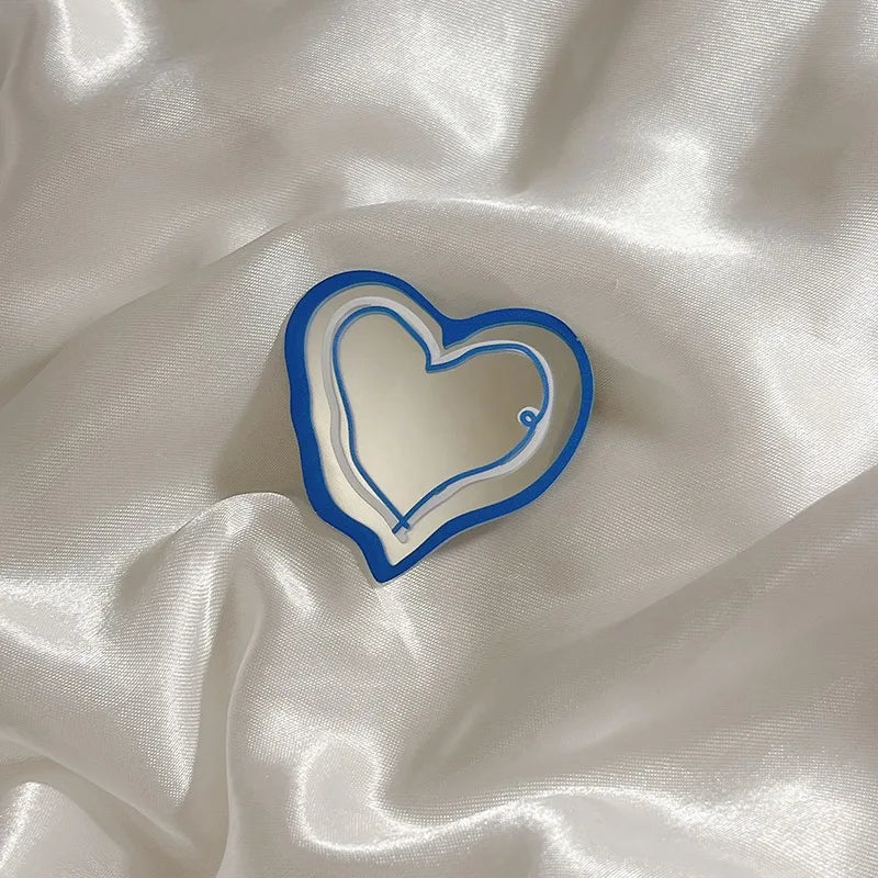 Fashion Love Heart Make Up Mirror Glossy Phone Bracket Tulip Flowers Foldable Phone Holder Cute Bear Universal Stand Holder