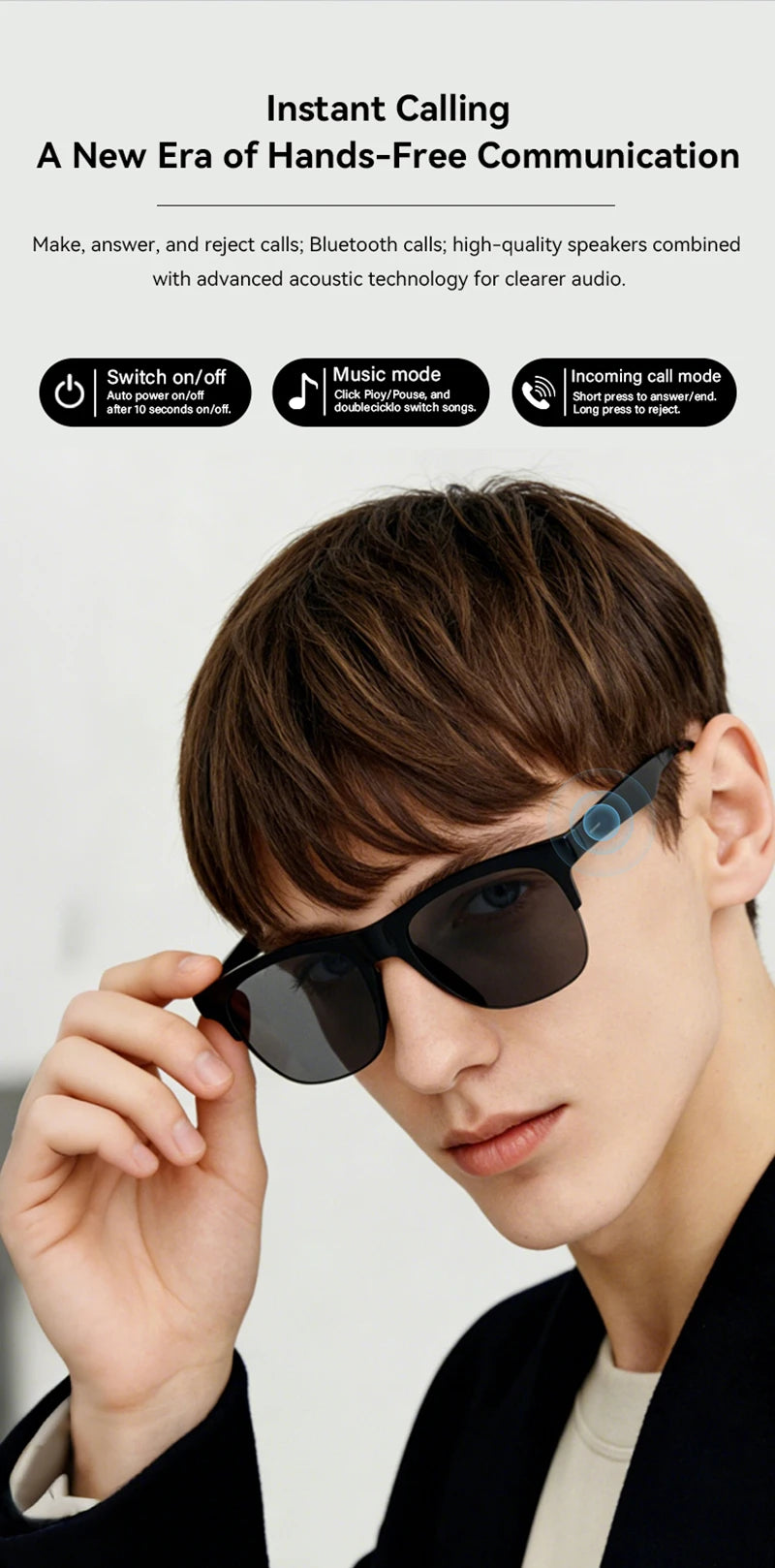 8K HD AI Motorcycle Smart Glasses AI Translation Hands-Free Calling AI Chat Logging Music Playback Smart Sunglasses for Men