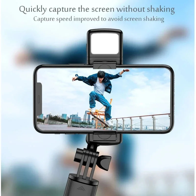 Selfie Stick Wireless Tripod Stand With Light Bluetooth Remote Extendable Portable For IPhone Mobile Phone Live Streaming Travel