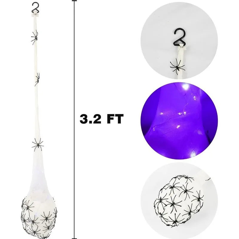 Halloween Glowing Spider Egg Hanging Light Up Web Prop Creepy Spooky Outdoor Porch Lawn Wall Halloween Party Decoration