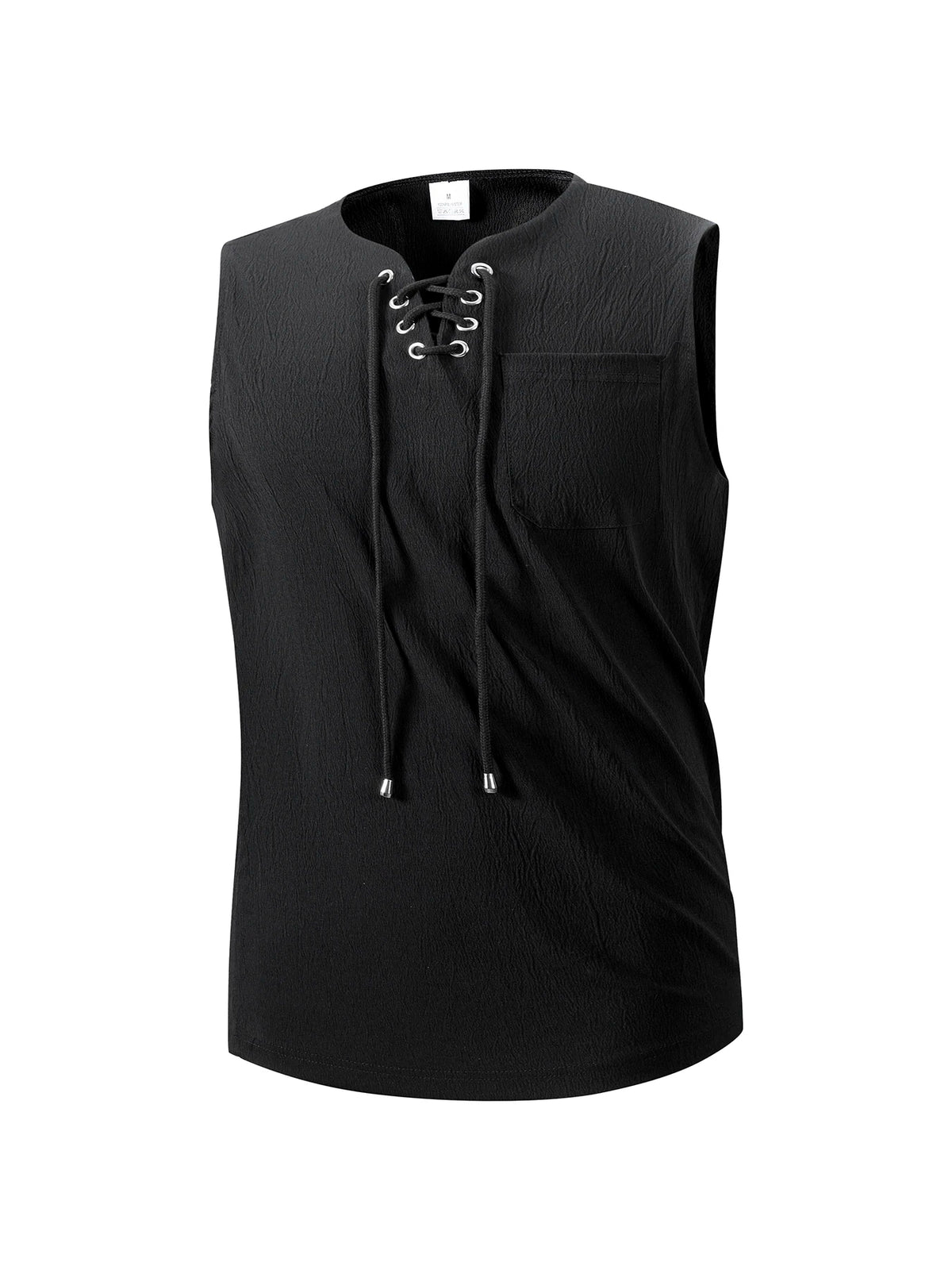 Summer Mens Tank Tops Vest Casual Comfortable breathable Sleeveless Shirts Loose Lace Up O-Neck Tops Streetwear