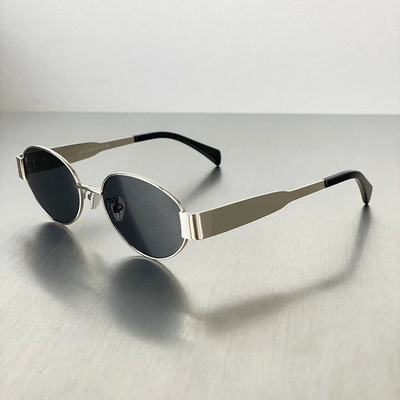 Fashion Retro Oval Sunglasses Women Trend Outdoor Metal Sun Glasses Luxury Brand Eyewear UV400 Goggles