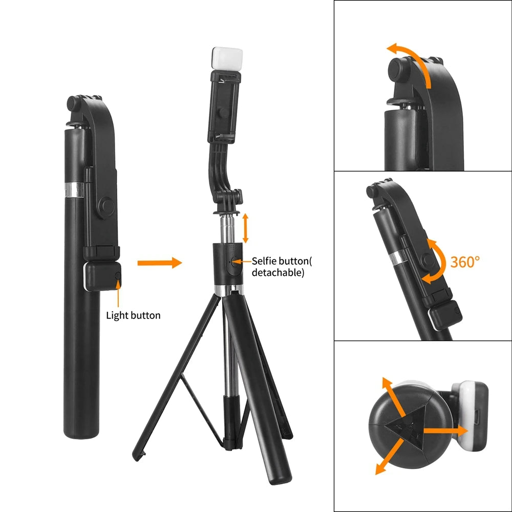 Tripod for Smartphone Camera,Stand with Bluetooth shutter and light,Wireless Selfie Stick brackets with Phone Holder
