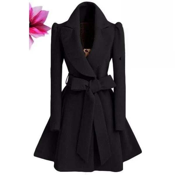 Women's Winter Long Jacket Coat Warm Woolen Outerwear Elegant Lady's Coat for Autumn Season Fashionable Ladies' Outerwear