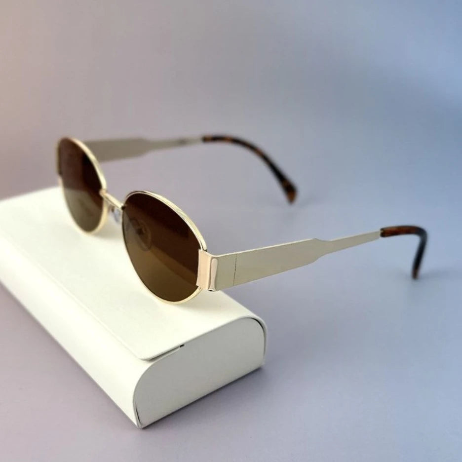 New Fashion Oval Metal Sunglasses for Women Men Trendy Traveling Sun Glasses Classic Shades Eyewear UV400 Gafas De Sol