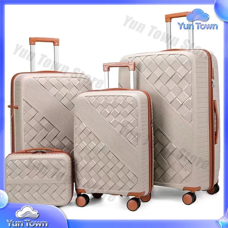 New 4-Piece Luggage Set Large Spinner Suitcase, Carry On Travel Baggage for Students