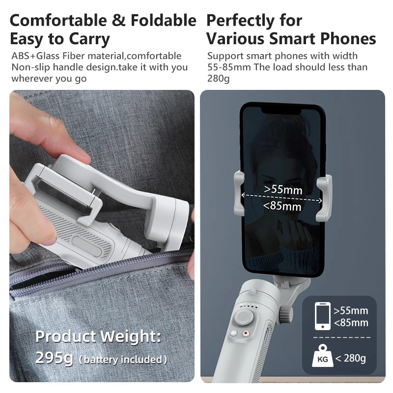 AXNEN 3-Axis Handheld Gimbal Stabilizer Wireless Bluetooth Connect Stable Shooting for Mobile Smartphones live Photography Kit