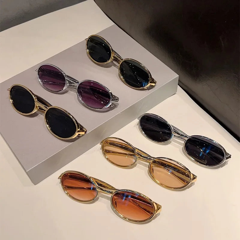 Retro Oval Sunglasses Women Fashion Casual Outdoor Street Photography Sun Glasses Trendy Brand Design Decor Eyewear Sun Shades