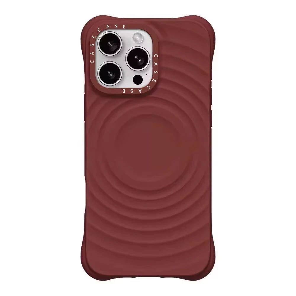 Magnetic Ripple Liquid Silicone Phone Case For iPhone 14 15 16 17 Pro Pro Max Soft Shockproof Anti‑Fingerprint Protective Cover