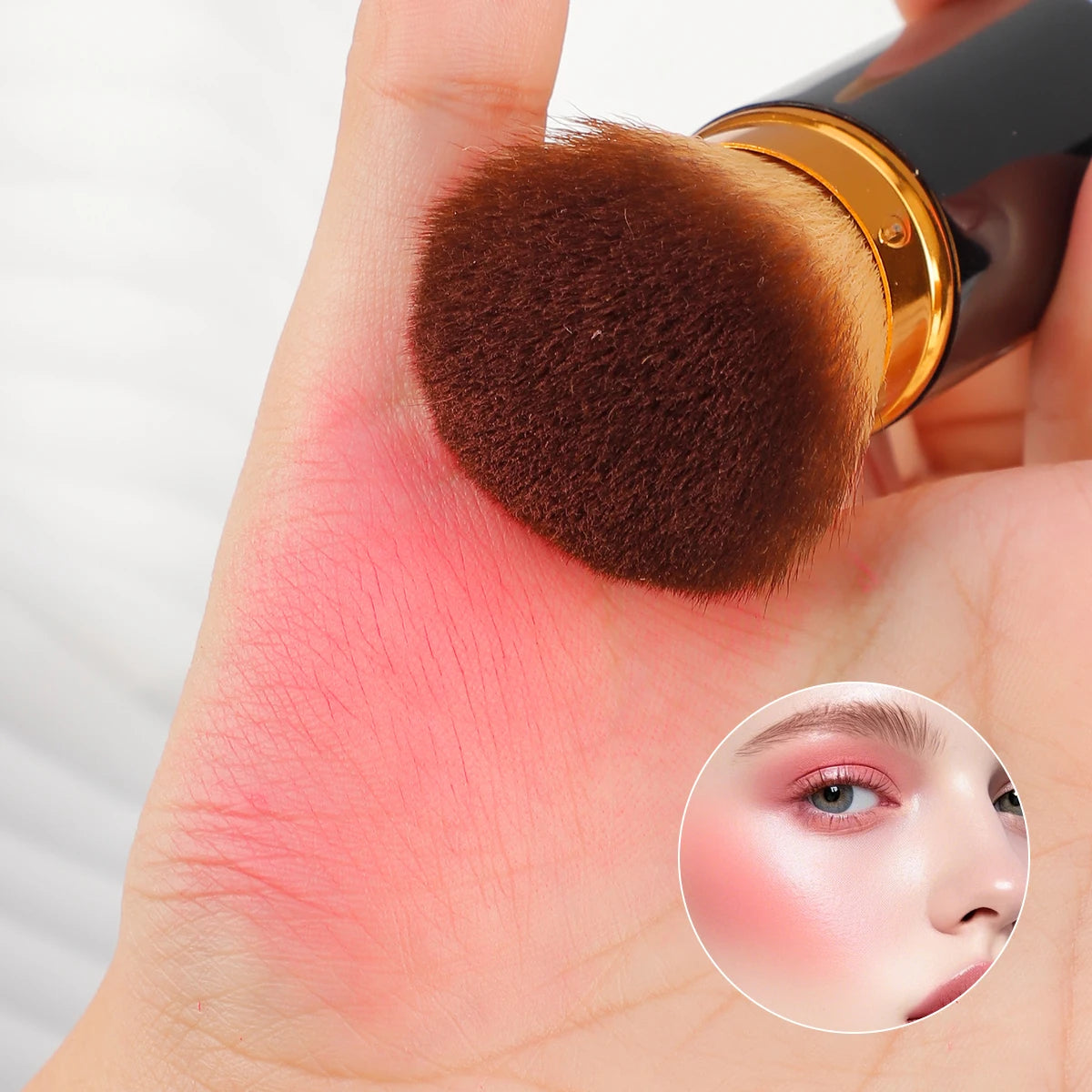 1 Pcs Black Retractable Kabuki Makeup Brush - All-in-One for Liquid Cream Powder with Aluminum Handle Face Brush