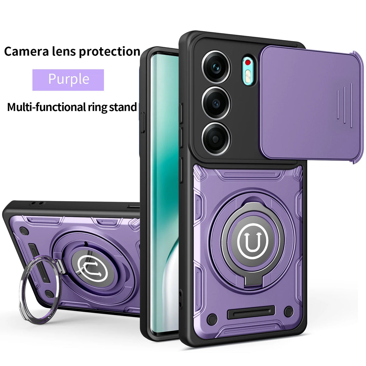 Shockproof Bracket Case For Tecno Spack 20C 40C Spack40 4G Magnetic Phone Cover For Spack 40 Pro Plus Lens Protection Anti-Knock