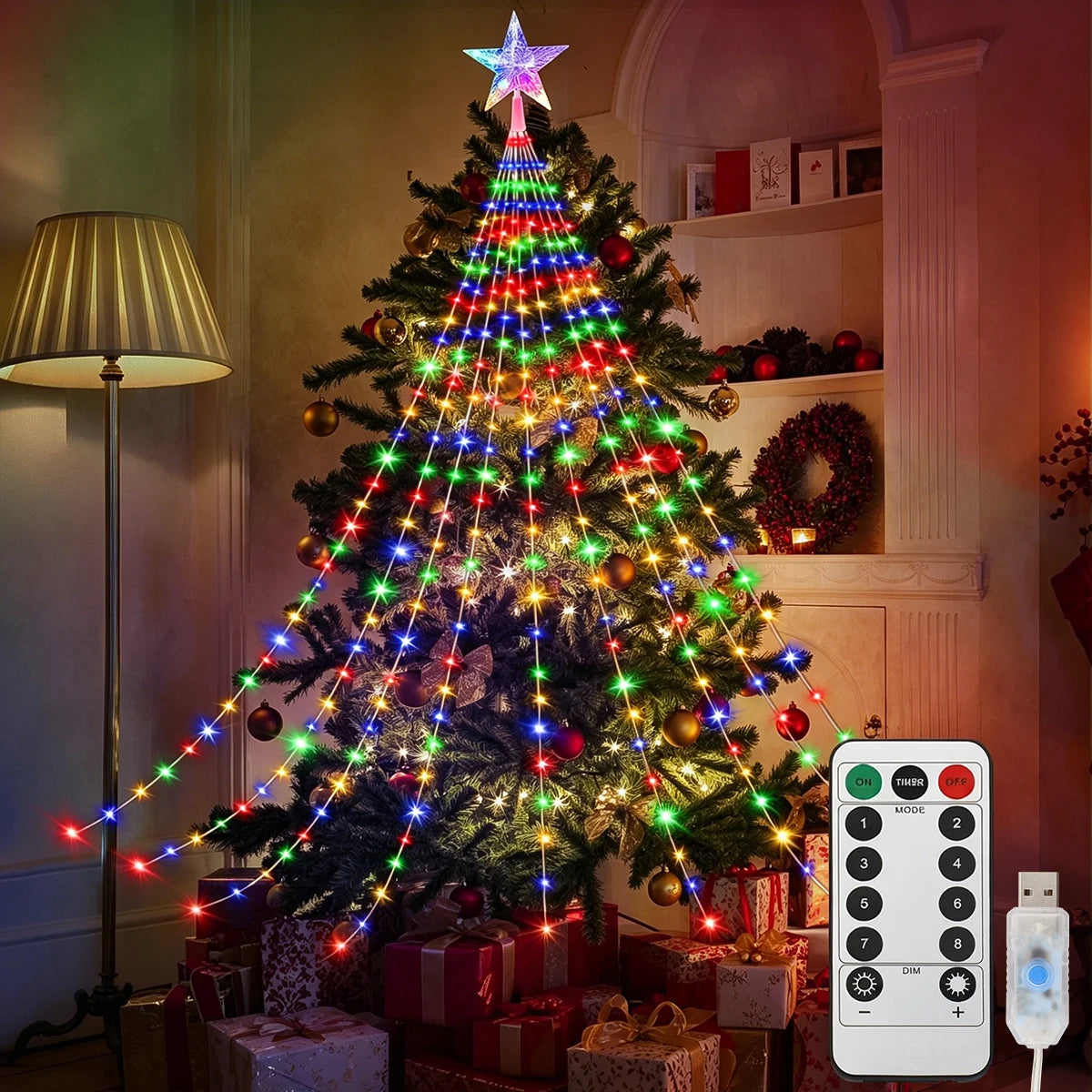 LED Outdoor Christmas String Lights 2/3M USB Waterproof Fairy Lights With 8 Lighting Modes For Garden Christmas Tree Party Decor
