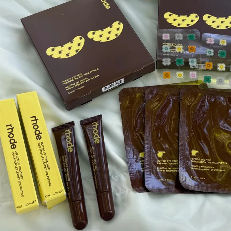 Brand New Banana Peel Eye Mask Peptide Eye Prep 6 Pairs of Hydrogel Eye Patch Per Box Caramelized Banana Ribbon Lip Gloss Makeup