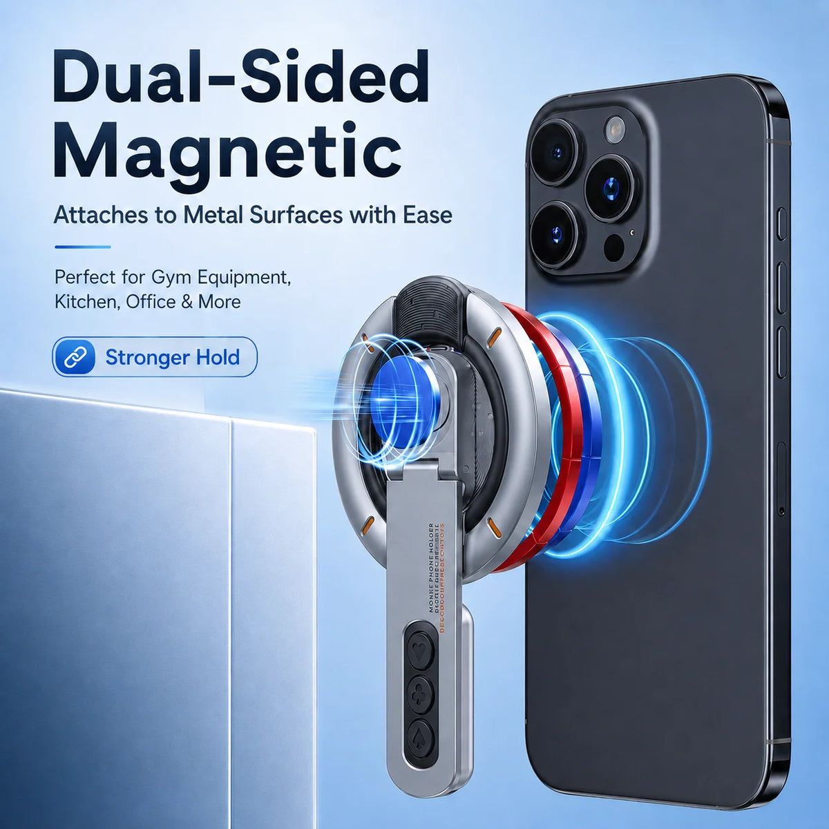 Magnetic Phone Holder, 360° Rotating Foldable Phone Stand, Double-Sided Strong Magnetic Phone Support, Portable Folding Design