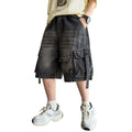 2026 Summer New Kids Designer Black Denim Cargo Shorts Tweens Boy Casual Straight Jeans Shorts For Child Age 5 6 8 10 12 14 Yrs