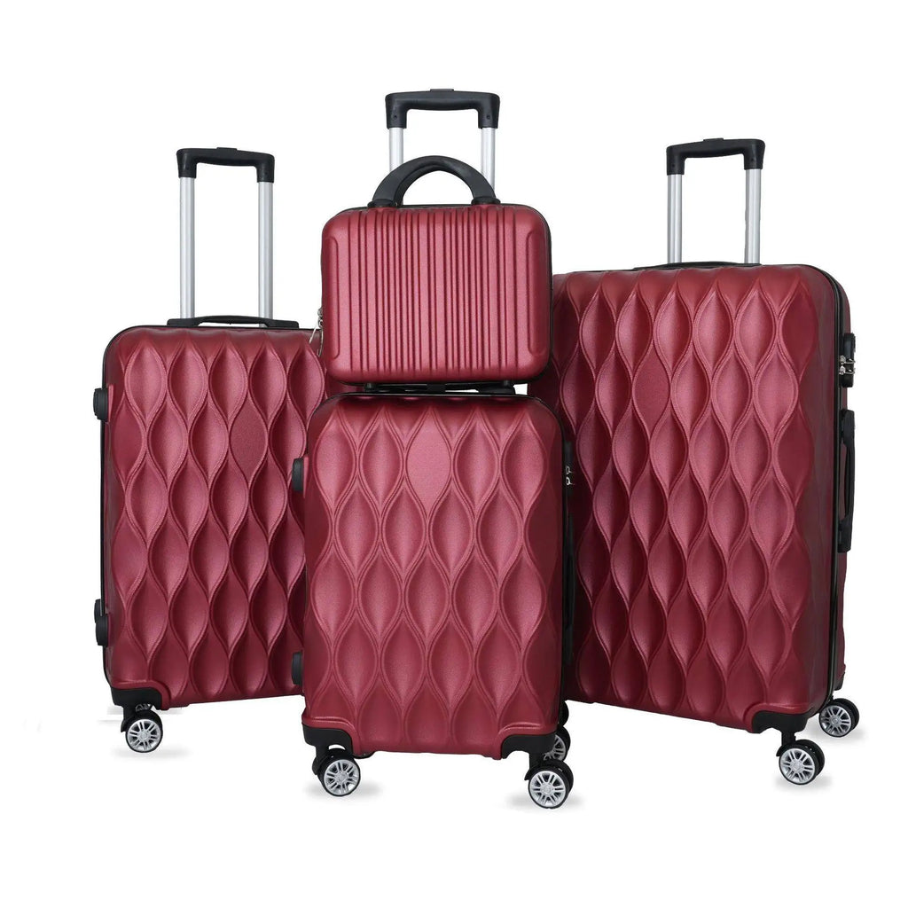 Expandable Suitcase Set 4 Piece Casual Style Polyester  ABS Material with Wheels Unisex New Condition No Lock Included