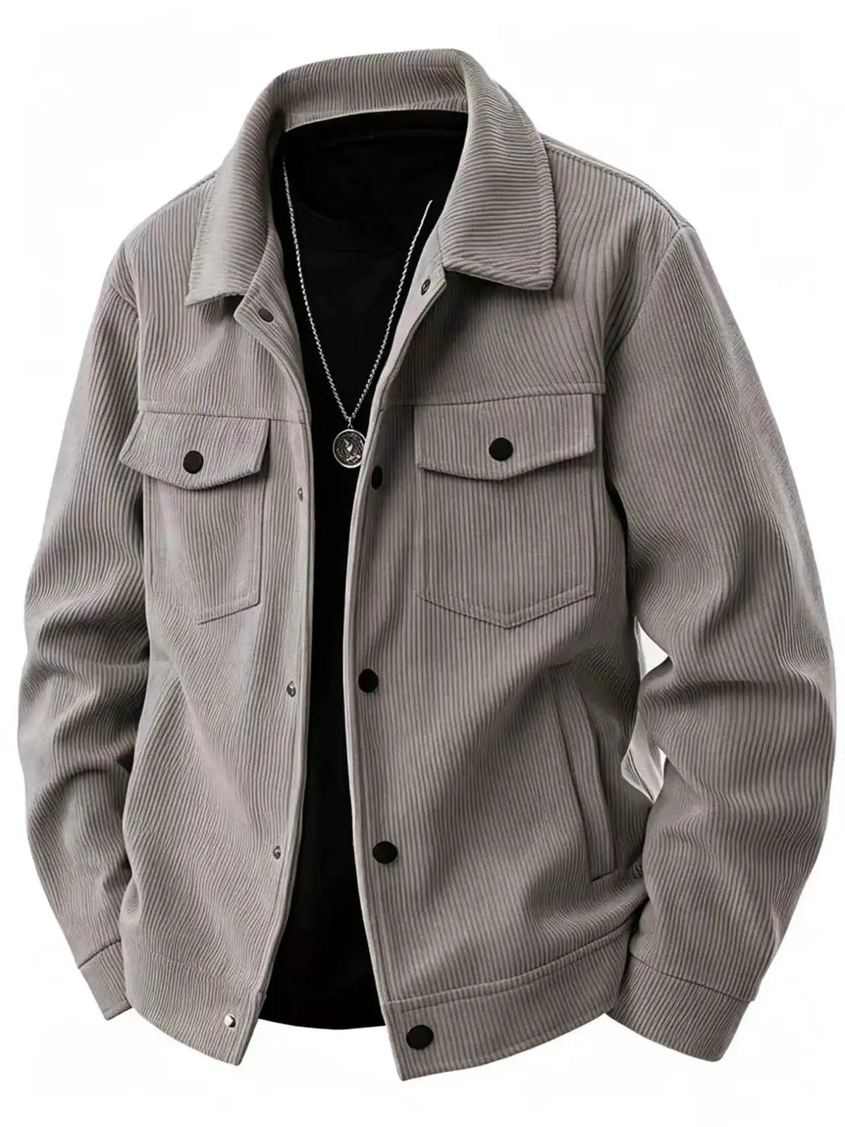 Men's Casual Jacket Spring Autumn Pure Color Buttoned Collar Pocket Leisurely Wear 2025 Fashion Trend