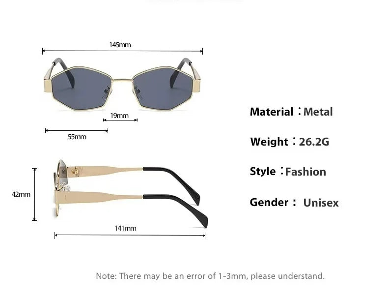 Fashion Hexagon Sunglasses Women 2025 Luxury Brand Design Unique Polygon Sun Glasses Men Vintage Small Frame Eyewear Shades