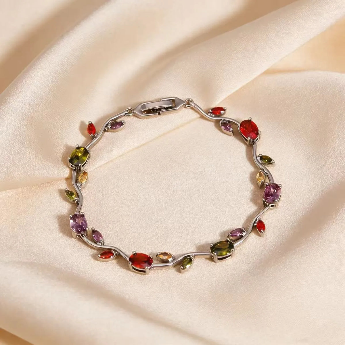 LATS Colorful Trendy Charm Sparkling Leaf Cubic Zirconia Bracelets for Women Party Wedding Fashion Jewelry Gift