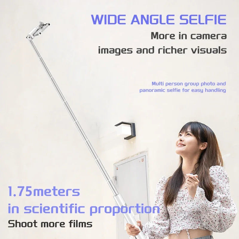 Selfie Stick 1.75 m Ultra Long Stretch Portable Automatically Open Upon Landing Phone Holder Bluetooth Remote Trir Live Broadcas