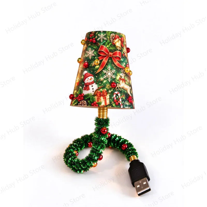 Christmas Projector Light, USB Powered Christmas Night Light with 3-6 Holiday Patterns, Flexible Tree Lamp for Bedroom, Ceiling