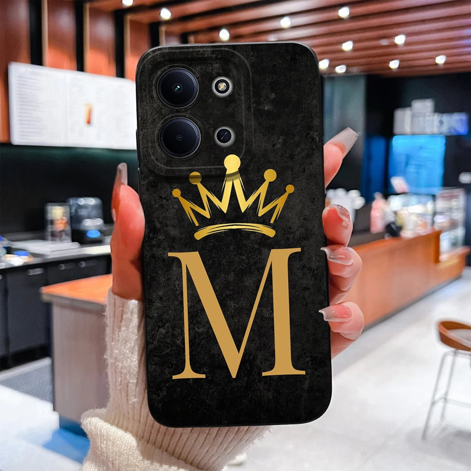 For Redmi 15C 4G 5G Couple Phone Case Fashion Crown Letters Protective Back Cover For Redmi15C Soft Smooth Liquid Silicone Funda