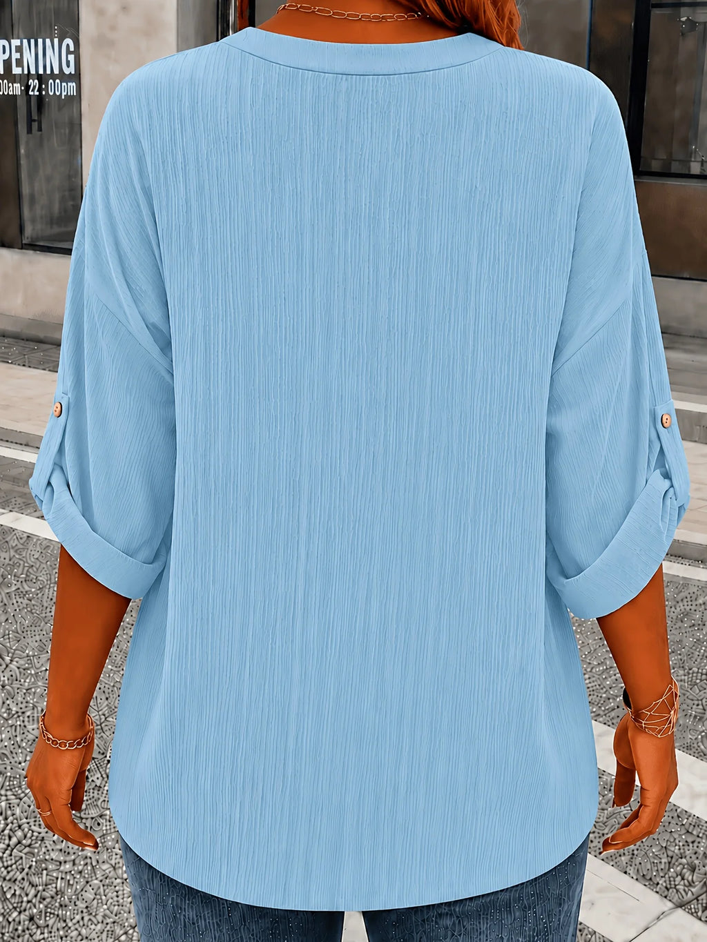 Plus-size Women's European and American Four Seasons Long-sleeved Buttoned Solid Color Elegant Casual Blouse Shirt