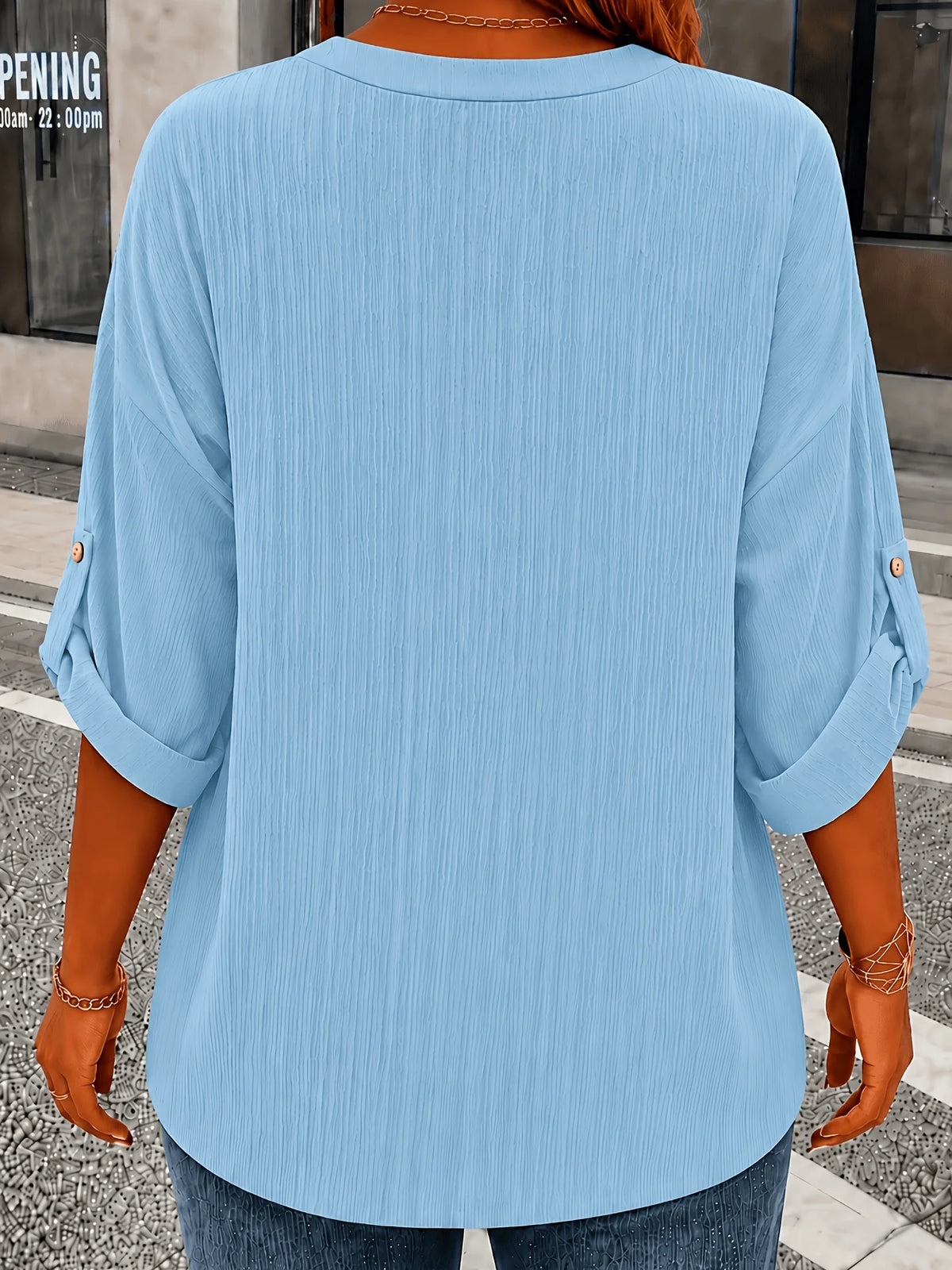 Plus-size Women's European and American Four Seasons Long-sleeved Buttoned Solid Color Elegant Casual Blouse Shirt