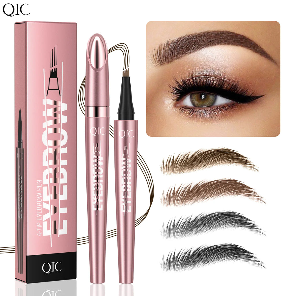 6 Colors 1pc Eyebrow Pen Waterproof 4 Split Tip Eyebrows Pen Eyebrow Tattoo Pen Waterproof Liquid Black Eyebrow Makeup Pencil