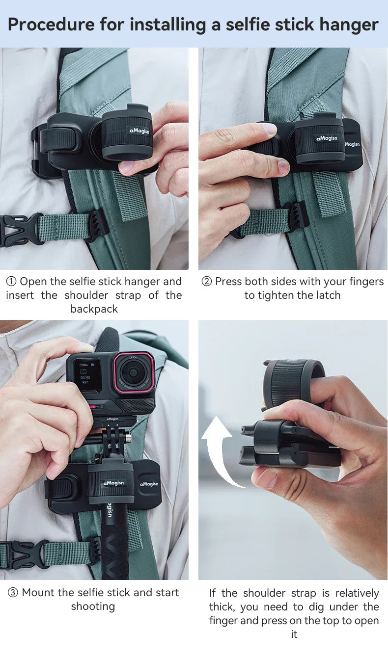 Selfie Stick Hanger For Action Camera Hands-free Backpack Belt Clip Holder Waist Quick Release Holder Accessory