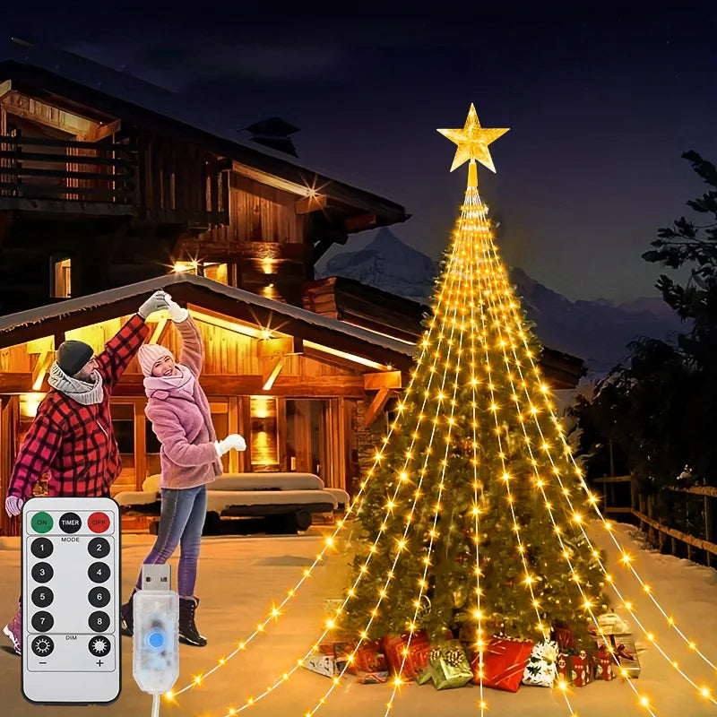 LED Outdoor Christmas String Lights 2/3M USB Waterproof Fairy Lights With 8 Lighting Modes For Garden Christmas Tree Party Decor