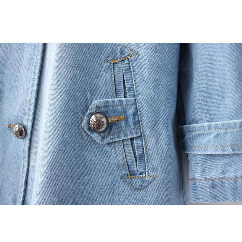 Denim Cape Coat Female Jacket Double Breasted Jackets Women Office Lady Windbreaker Denim Basic Coats Autumn Overcoat