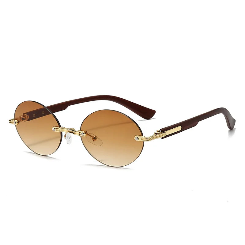 Light Luxury Rimless Oval Personalized Sunglasses High-End Fashion Casual Glasses Suitable For Outdoor Vacation Sun Glasses