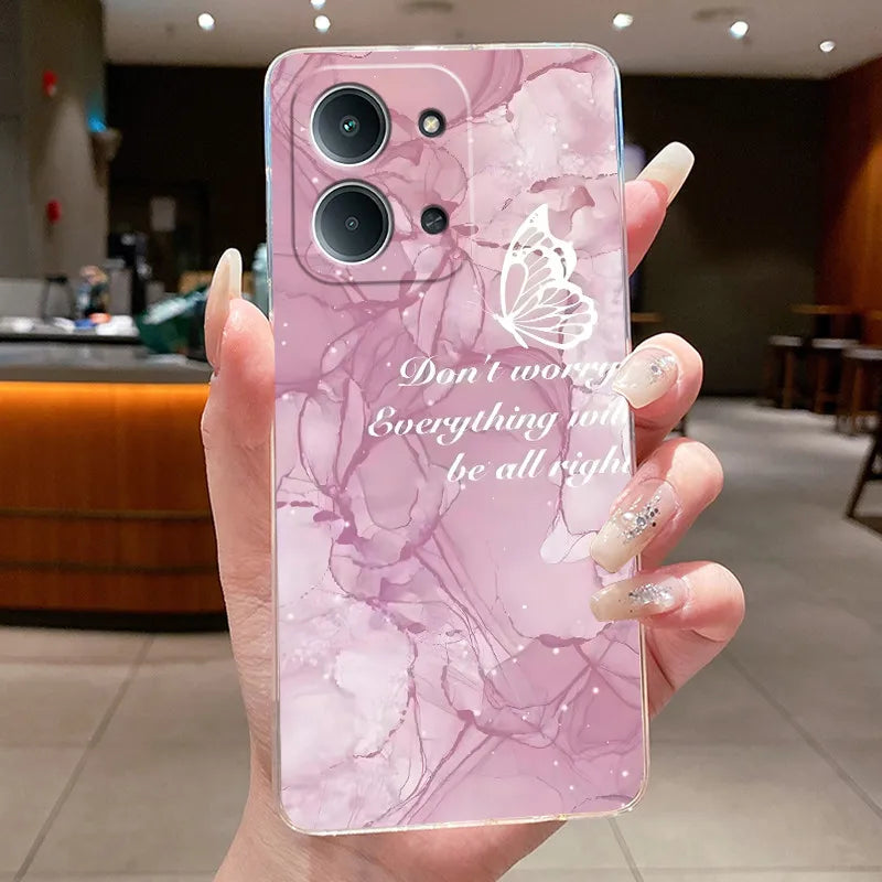 Jelly Case For Redmi 15C 4G 5G Flower Butterfly Phone Funda For Xiaomi Poco C85 4G Soft Silicone Cases Transparent TPU Cover