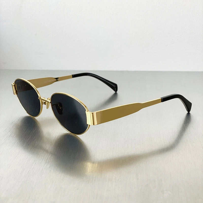 Fashion Retro Oval Sunglasses Women Trend Outdoor Metal Sun Glasses Luxury Brand Eyewear UV400 Goggles