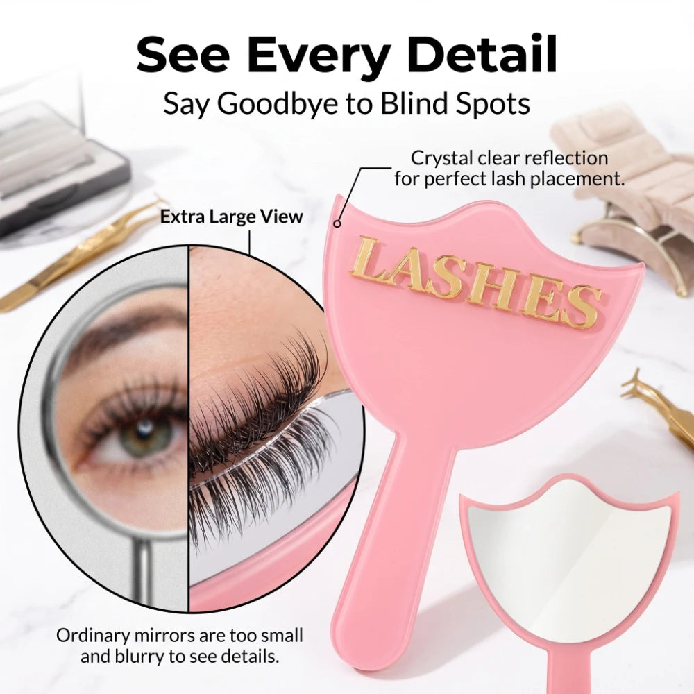 HD Glass Lash Extension Mirror with Handle, Precision Makeup Mirror for Lash Artists & Salon Use, Wholesale