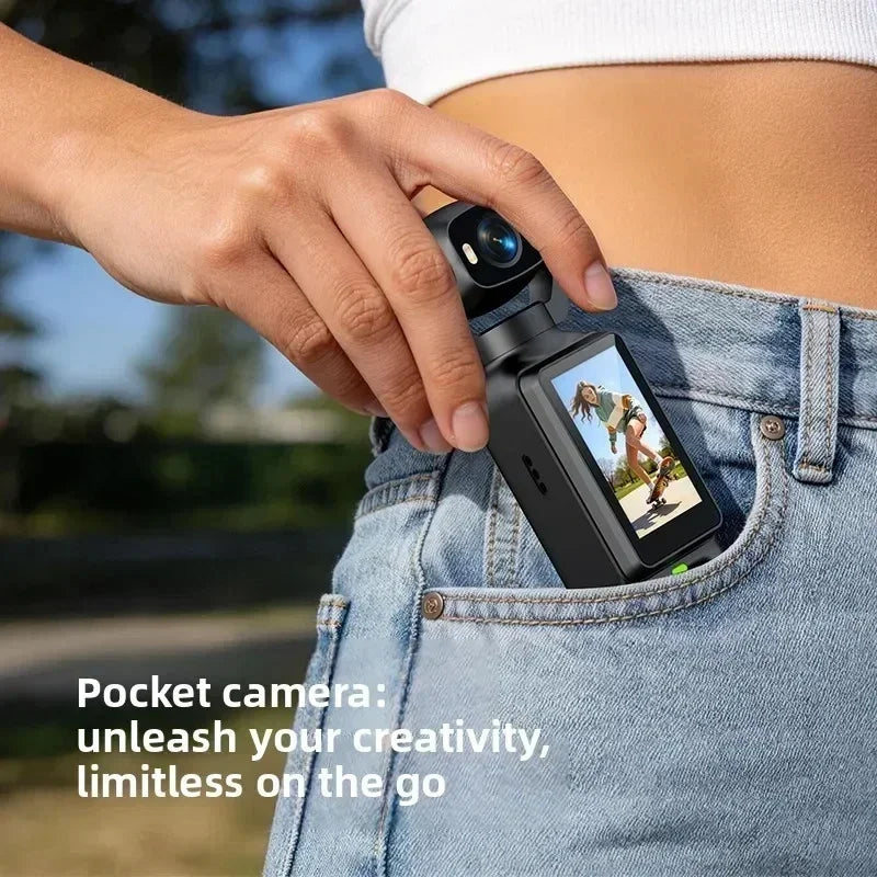 Lenovo 4K Handheld Gimbal Action Camera HD 180° Rotatable Lens Anti-shake Pocket Vlog Camera With Fill Light For Outdoor Sports