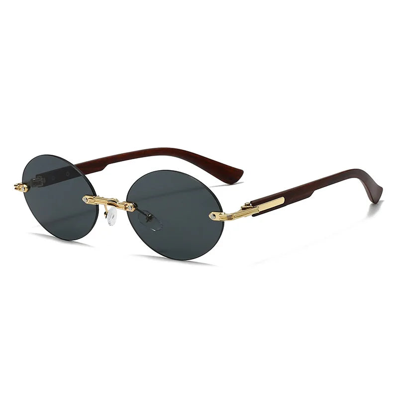 Light Luxury Rimless Oval Personalized Sunglasses High-End Fashion Casual Glasses Suitable For Outdoor Vacation Sun Glasses